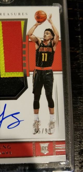 2018 - 19 National Treasures Trae Young RPA RC 4 - Color Patch AUTO 95/99 5