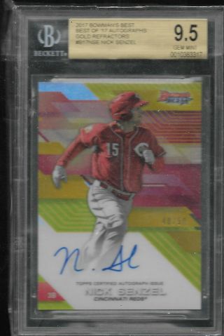 Nick Senzel Bowman Best Gold Refractor Rookie Auto Bgs 9.  5 With 10 Auto.  48/50