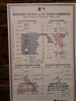 St.  Louis Cardinals 4 - 04 - 03 Game Lineup Card Albert Pujols 72nd Career HR 3