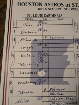 St.  Louis Cardinals 4 - 04 - 03 Game Lineup Card Albert Pujols 72nd Career HR 8