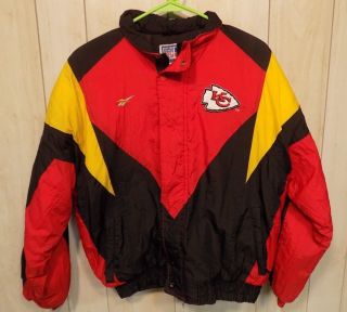 Vintage Kansas City Chiefs Pro Line Reebok Nfl Boys Puffy Jacket Size L