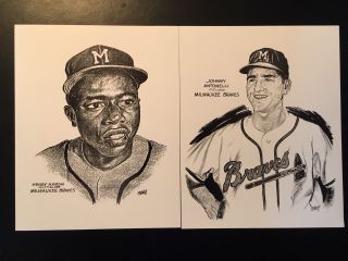1953 - 54 (25) Milwaukee Braves Marshall Merrell Portraits.  Reprint Set.