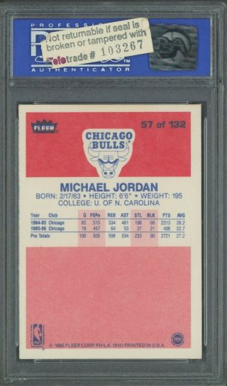 1986 Fleer 57 Michael Jordan Bulls RC Rookie HOF PSA 8 NM - MT HIGH END 
