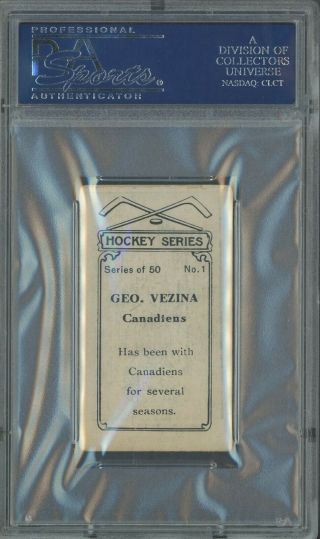 1912 C57 Hockey 1 Georges Vezina Canadiens HOF PSA 3 VG 