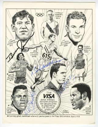 Olympians: B.  Jenner,  B.  Mathias,  B.  Toomey,  M.  Campbell - Autographed 8x10