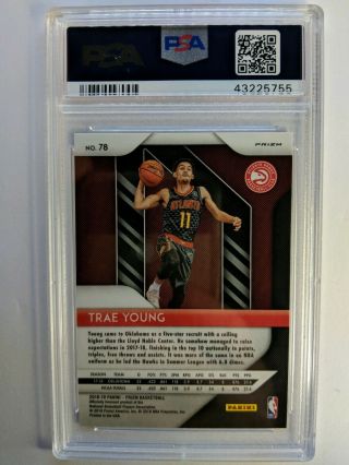 2018 - 19 Prizm Trae Young Pink Ice Prizm Refractor Rookie RC 78,  Graded PSA 10 2
