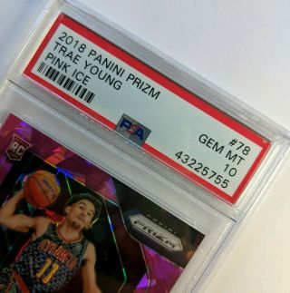 2018 - 19 Prizm Trae Young Pink Ice Prizm Refractor Rookie RC 78,  Graded PSA 10 5
