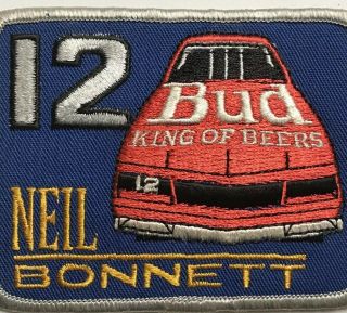 Budweiser Racing Neil Bonnett 12 Car Bud King of Beers NASCAR Souvenir Patch 2