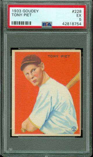 1933 Goudey Baseball 228 Tony Piet Psa 5
