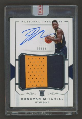 2017 - 18 National Treasures Donovan Mitchell Jazz Rpa Rc Rookie Patch Auto 86/99