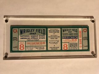 1947 Mlb All Star Game Full Ticket Wrigley Field Lucite Slabbed