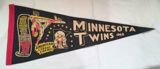 1965 Minnesota Twins Al Champs / World Series Scroll Pennant
