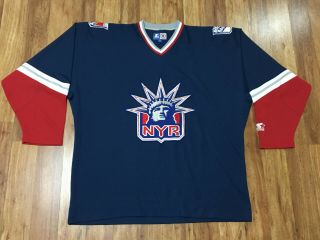 Mens 2xl - Vtg Nhl York Rangers Lady Liberty Logo Starter Sewn On Jersey