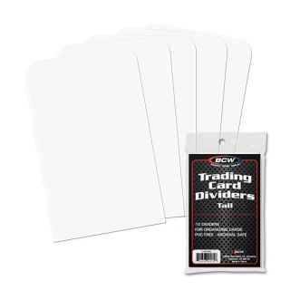 100 (10 Pack) White Tall Trading Card Dividers - Bcw