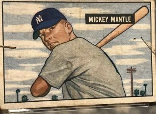 1951 Bowman Mickey Mantle ROOKIE York Yankees 253 Baseball Card PSA 1 2