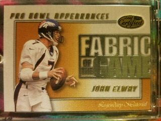John Elway 2000 Leaf Certified Fabric Of The Game Fg - 2 43/100