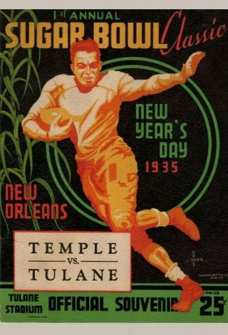 Inaugural Sugar Bowl Program Featuring Temple - Tulane (1935)