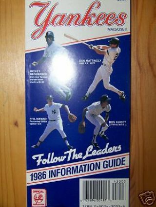 1986 York Yankees Media Guide - Don Mattingly
