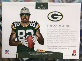 2018 National Treasures J’mon Moore RC AUTO HATS OFF /3 NFL SHIELD Packers RARE$ 2