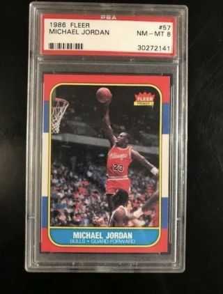 Michael Jordan 1986 - 87 Fleer Rookie Card Rc - Psa 8 - Card 57