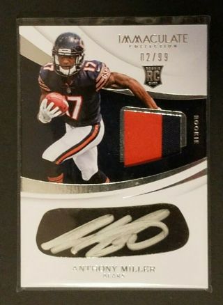 2018 Anthony Miller - 2/99 Immaculate Rpa - Eye Black Rookie Patch Auto - Bears
