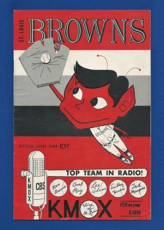 1953 St Louis Browns Vs York Yankees Program Mickey Mantle Satchell Paige