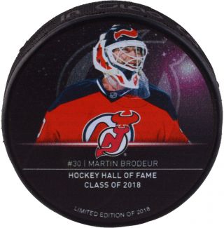 Martin Brodeur Jersey Devils Unsigned 2018 Hof Custom Hockey Puck - Le 2018