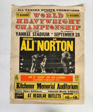 Muhammad Ali Ken Norton Telecast Heavyweight Championship Advertising Poster