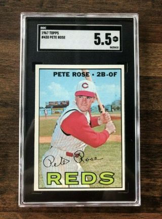1967 Topps 430 Pete Rose Cincinnati Reds Sgc 5.  5 Vg Ex,