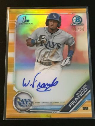 2019 1st Bowman Chrome Gold Refractor Auto Wander Franco Rays 48/50 Invest Bgs??
