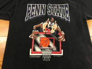 Vintage 1997 Taz Looney Tunes Penn State Basketball T Shirt Adult L Flaws Fading 2