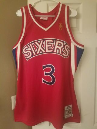 100 Authentic Allen Iverson Mitchell & Ness Sixers Jersey Size 48 Xl Mens