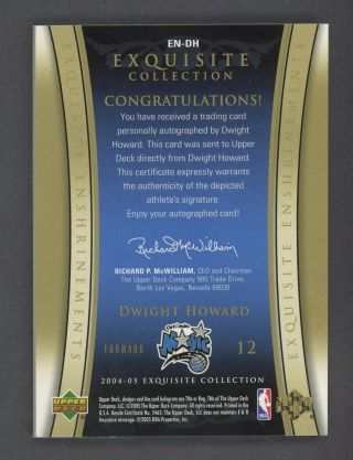 2004 - 05 UD Exquisite Enshrinements Dwight Howard Magic RC Rookie AUTO 14/25 2