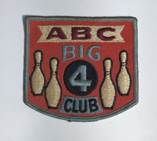 Vintage American Bowling Congress Patch Abc Big 4 Club Embroidered Patch