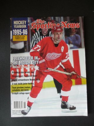 The Sporting News Pro Hockey Yearbook 1995 - 96 Paul Coffey Red Wings Cover