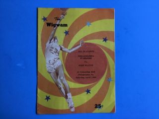 4/7/1956 Philadelphia Warriors Vs.  Fort Wayne Pistons Program
