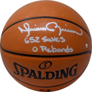 Mariano Rivera Signed Spalding Nba Basketball W/ " 652 Saves 0 Rebounds " Insc