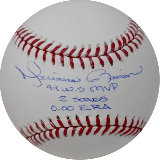 Mariano Rivera Signed 1999 Ws Baseball W/99 Ws Mvp 2 Saves 0.  00 Era Insc