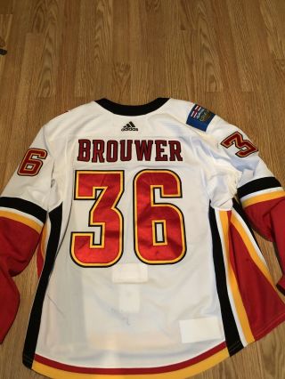 2017/18 Calgary Flames Troy Brouwer Game Worn Jersey Size 58