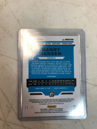 2019 Donruss Optic Danny Jansen Gold Rated Rookie Auto 8/10 2