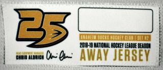 2018 - 19 Corey Perry 10 Anaheim Ducks Game Worn Jersey w/ 25th Anniv Set Tag LOA 10
