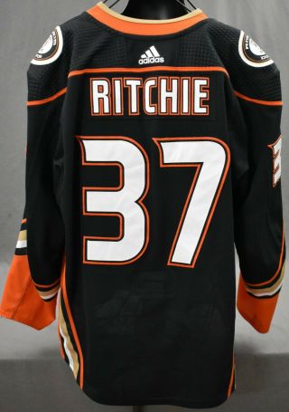 2018 - 19 Ritchie 37 Anaheim Ducks Game Worn Jersey W/ 25th Anniv Set Tag Loa