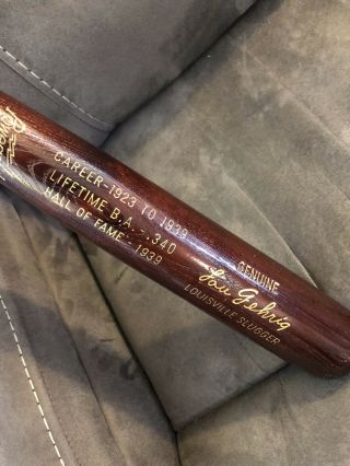 Lou Gehrig 33 " 125 L.  G.  S Louisville Slugger Gold Foil Baseball Bat Career Hof
