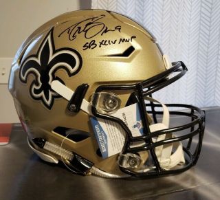 Drew Brees Flex Signed Helmet Mvp Inscription