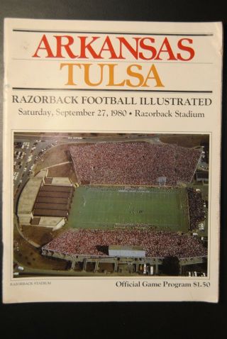 1980 Arkansas Razorbacks Vs Tulsa Football Program - Razorback Stadium