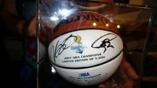 Steph Curry Kevin Durant Warriors 2017 Champions Signed Basketball Boxed Limited