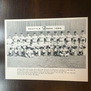 1960 Seattle Rainiers Team Photo Vintage Pacific Coast League Baseball