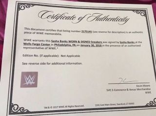 WWE Sasha Banks Worn & SIGNED Royal Rumble 2018 Sneakers,  (FAST) 4