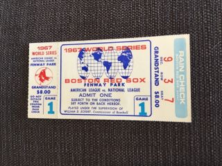 1967 World Series Ticket Boston Red Sox Bob Gibson St Louis Cardinals G1