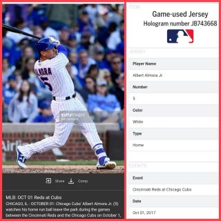 2017 Albert Almora Game Home HOMERUN Jersey MLB Chicago Cubs 2016 WS Champ 4